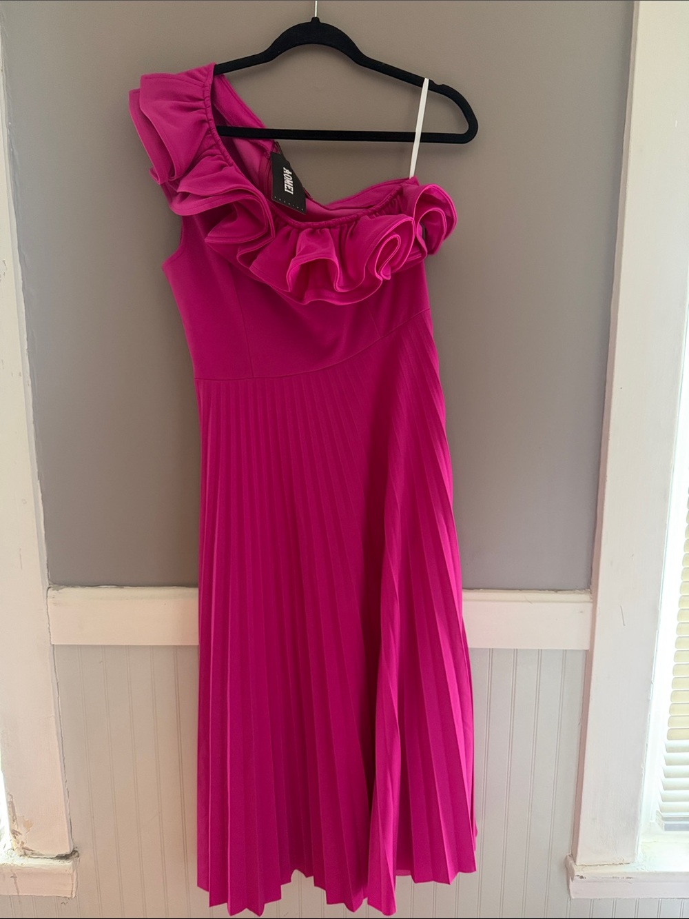 New with tags AOMEI Women's Rose One Shoulder Ruffles Sleeveless Midi Dress - Picture 5 of 8